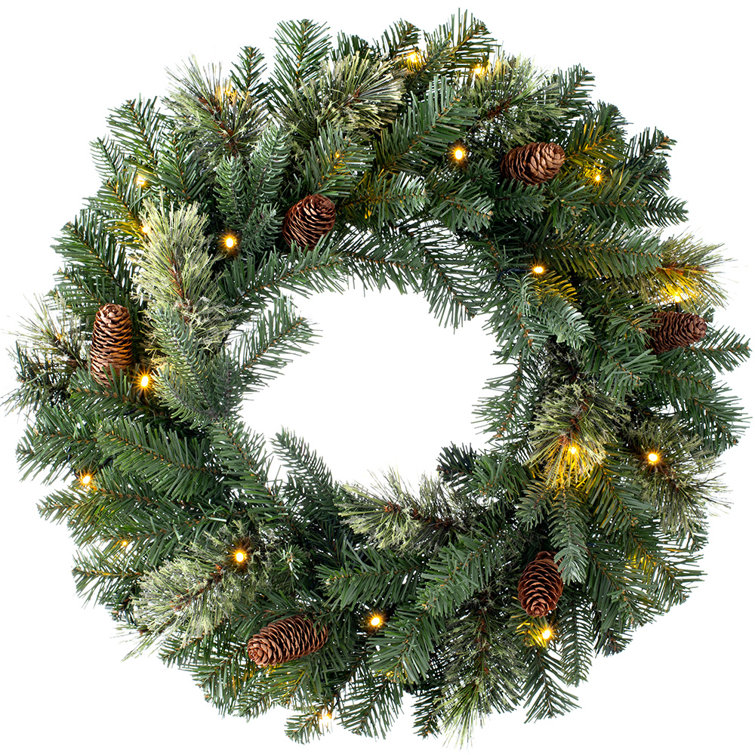 The Seasonal Aisle 61cm Lighted Artificial Wreath & Reviews Wayfair.co.uk